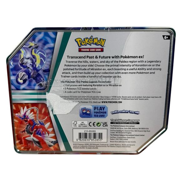 Pokemon TCG Paldea Legends Tin: Koraidon ex - NEW Factory Sealed - Picture 2 of 2